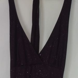 Dark Purple Shimmery Glittery Halter Style Dress